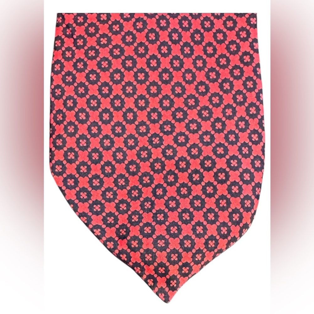 Vintage Pierre Balmain Paris Tie Red Geometric Medallion 3.75” Wide 52” 70s 80s